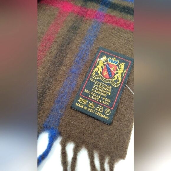 Cashmere Wool Fringe Winter Scarf Plaid - Picture 4 of 12